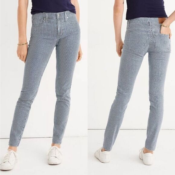 MADEWELL | EUC striped 9" mid-Rise skinny jeans size 26 - Picture 2 of 9
